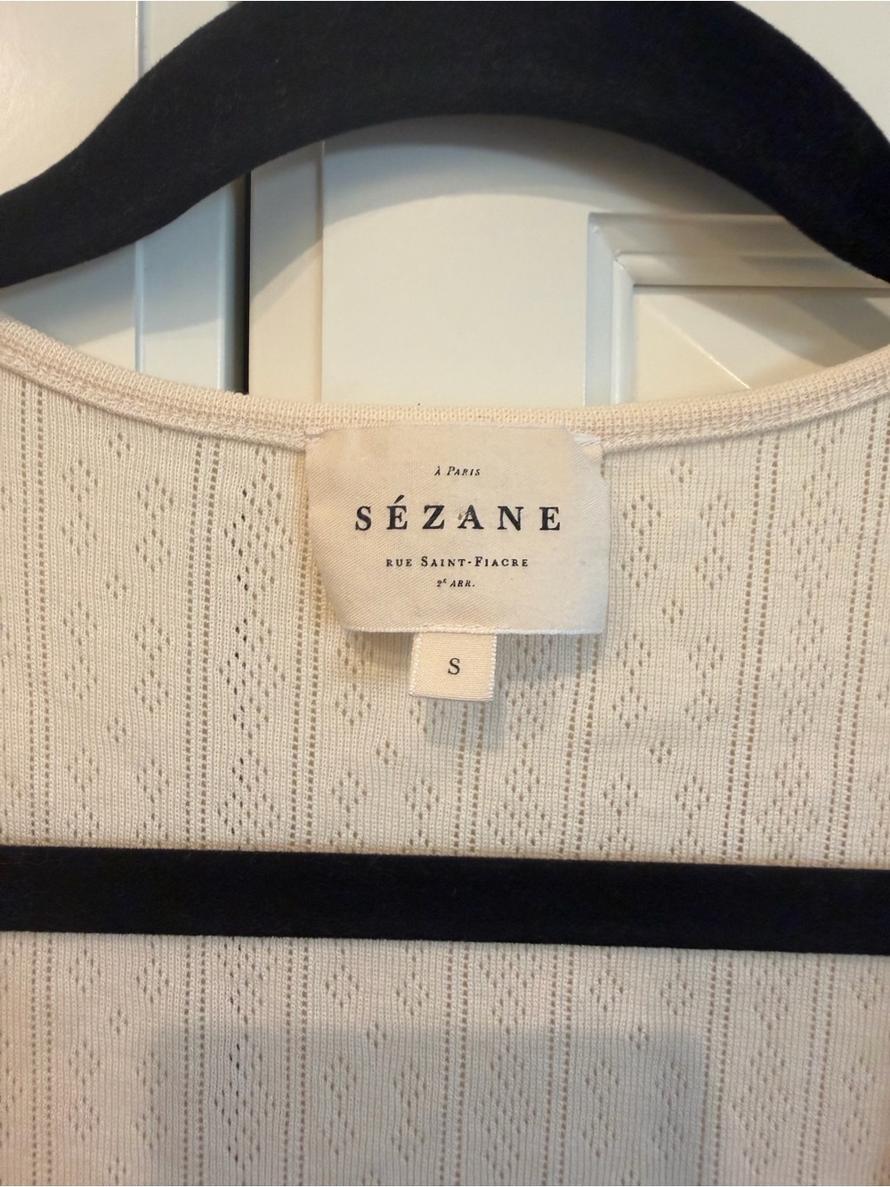 Sezane Juan Top in Cream Pointelle - Picture 3 of 6